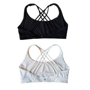 Victoria’s Secret Essential Strappy Sports Bras 1 Black, 1 White Size L